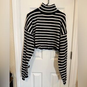 Cider Cropped Monochrome Striped Knit Top